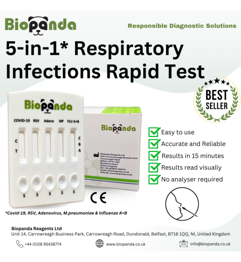 COVID-19/Influenza A+B/RSV/Adenovirus/M. pneumoniae Ag Combo Rapid Test - 10 Stk.